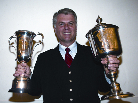 Jack Lee with the Senior Piobaireachd trophies at the Argyllshire Gathering