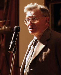 Mr Sandy Grant Gordon addressing the crowd at the Glenfiddich Championship a few years ago