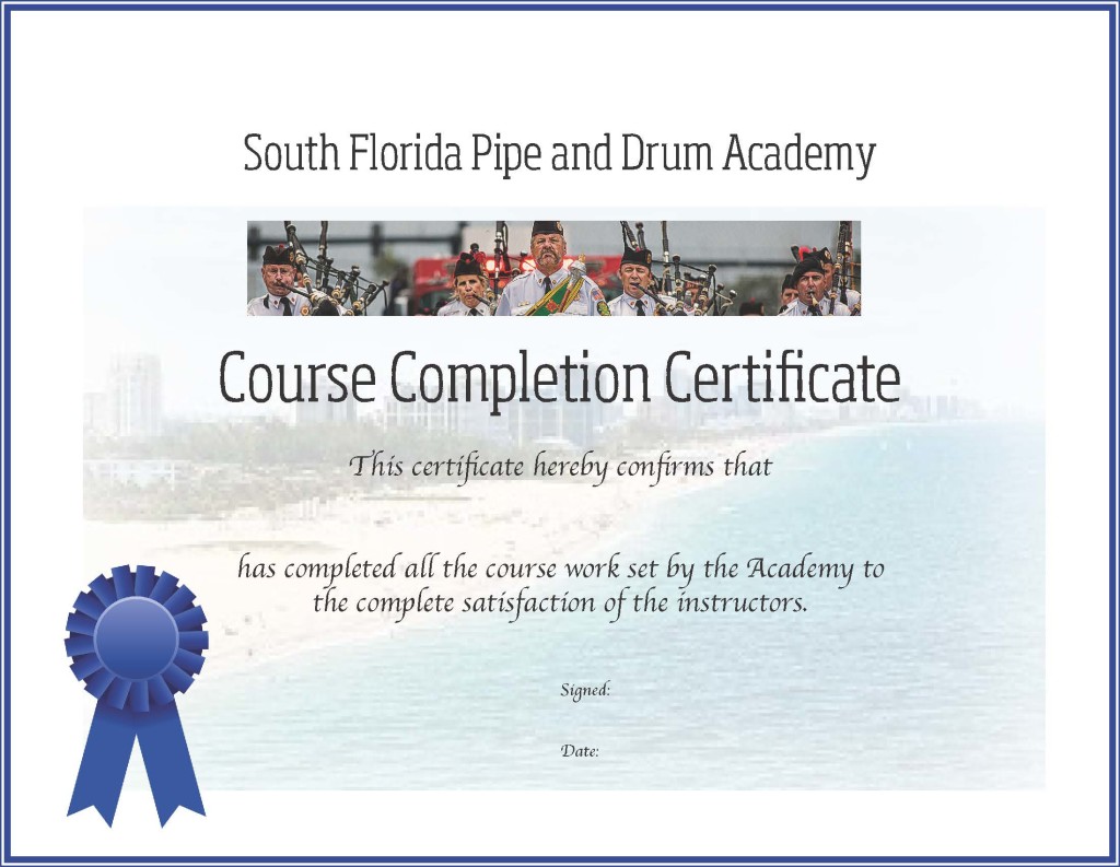 South Florida Academy certificate