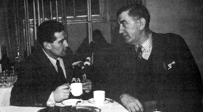 Donald with his father in 1953 after winning the Clasp at the Northern Meeting