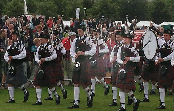 George Watson's led by P/M Ross Harvey the pipe major of Boghall & Bathgate Caledonia