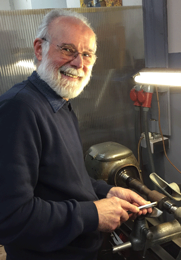 Alastair Sinclair working at the lathe