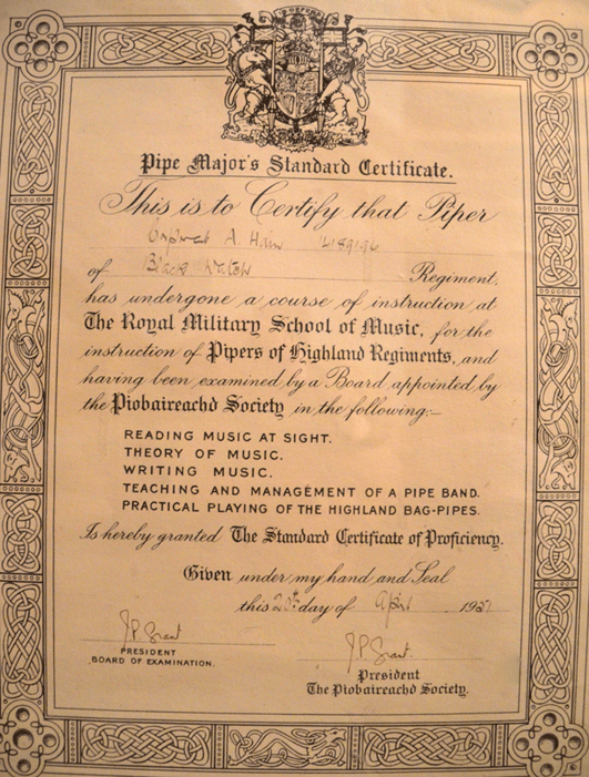 Sandy Hain's P/M Certificate