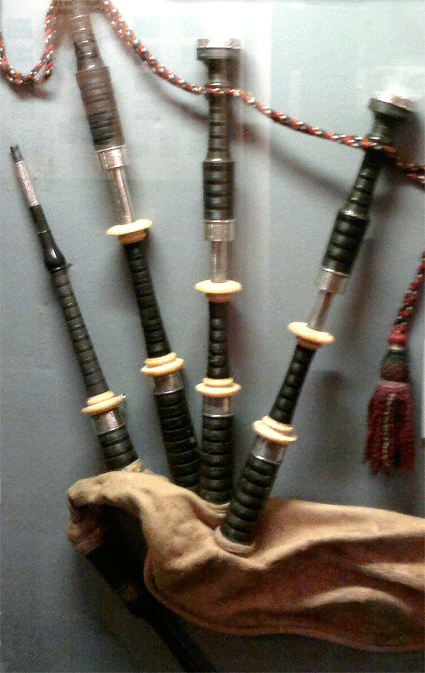 On display...Willie Lawrie's pipes in the Argylls Museum