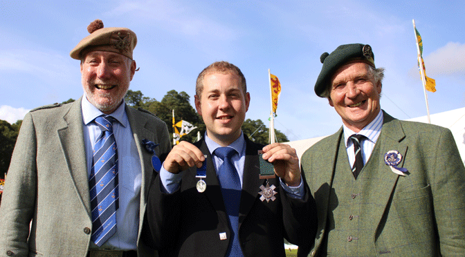 Piping Convenor Torquil Telfer (l) with Games Day light music champion Alasdair Henderson and 2015 Convenor Jamie Mellor
