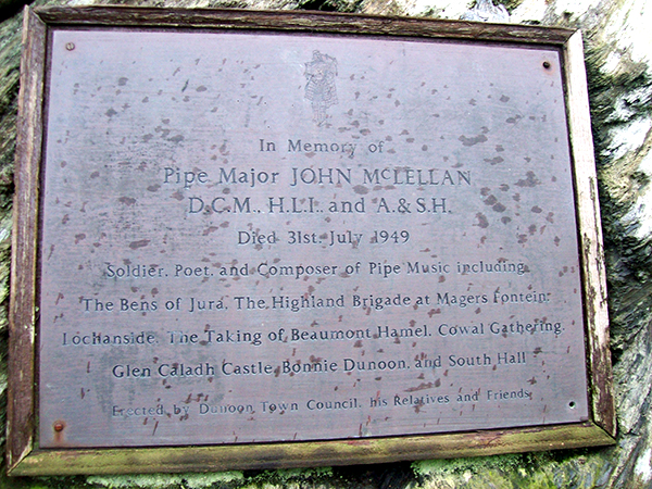 The plaque erected in John McLellan's memory