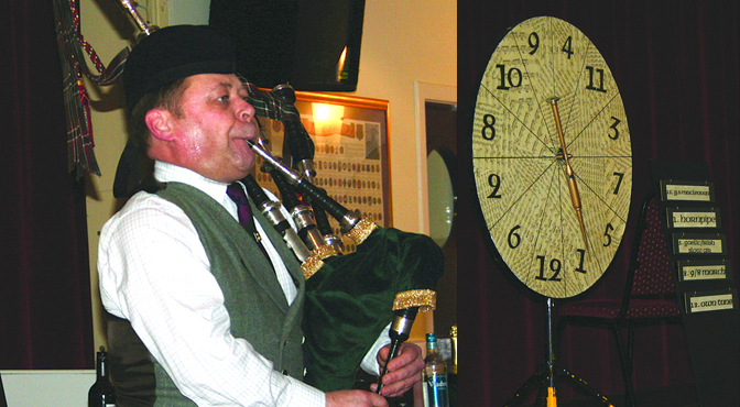 P/M Gordon Walker and the 'Wheel'....before a piper plays the practice chanter is spun to determine some of the tunes he will play 
